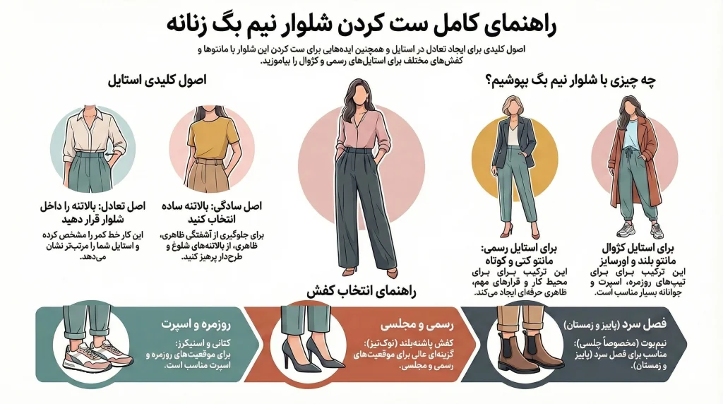 شلوار نیم بگ زنانه با چی ست میشه؟